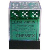 Chessex: Translucent Green/White D6 Dice Block