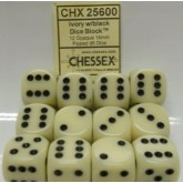 Chessex: Opaque 16Mm D6 Ivory/Black