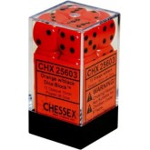 Chessex: Opaque D6 Orange/Black 12Mm Dice Block