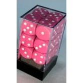 Opaque 16mm d6 Pink/white Dice BlocK(12 dice)