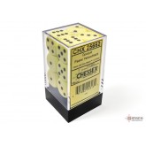Chessex Opaque 16mm d6 Pastel Yellow/black Dice Block (12 dice)