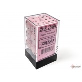 Chessex Opaque 16mm d6 Pastel Pink/black Dice Block(12 dice)