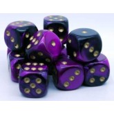 Chessex: Gemini Black-Purple/Gold 16Mm D6 Dice Block