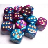 Chessex: Gemini Purple-Teal/Gold 16Mm D6 Dice Block