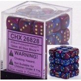 Chessex: Gemini Blue-Purple/Gold 12Mm D6 Dice Block