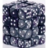 Chessex: Gemini Purple-Steel/White 12Mm D6 Dice Block