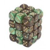 Chessex: Gemini Black-Green/Gold 12Mm D6 Dice Block