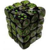 Chessex: Gemini Black-Grey/Green 12Mm D6 Dice Block