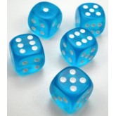 Chessex: Frosted Carribean Blue/White 16Mm D6 Dice