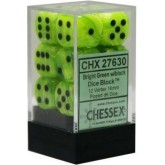 Chessex: Vortex Bright Green/Black 16Mm D6 Dice Block
