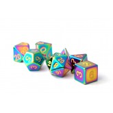 FanRoll: 7CT Metal Torched Rainbow Polyhedral Dice Set
