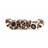 FanRoll: 7CT Metal Enamel Copper & Black Polyhedral Dice Set