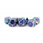 FanRoll: 7CT Metal Enamel Rainbow & Blue Polyhedral Dice Set