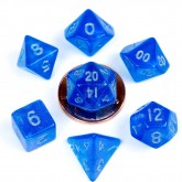 FanRoll: 7CT 10mm Mini Stardust Blue Polyhedral Dice Set