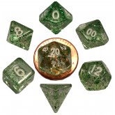 FanRoll: 7CT 10mm Mini Ethereal Green Polyhedral Dice Set