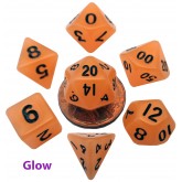 FanRoll: 7CT 10mm Mini Glow-in-the-Dark Orange Polyhedral Dice Set