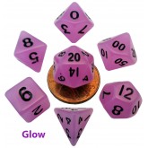 FanRoll: 7CT 10mm Mini Glow-in-the-Dark Purple Polyhedral Dice Set