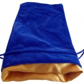 FanRoll: Large Velvet Dice Bag - Blue w/ Gold Satin