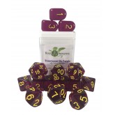 Role 4 Initiative Set of 15 Dice with Arch D4 Translucent Dark Purple with Yellow