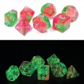 Sirius Dice: 7CT Lotus Glowworm Polyhedral Dice Set