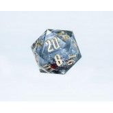 Sirius Large D20 Snow Globe Gold Ink Silver Glitter Red and Green Snowflakes