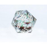Sirius Dice: 1CT Holiday Snowglobe D20 Silver Ink with Red & Green Glitter and Silver Snowflakes